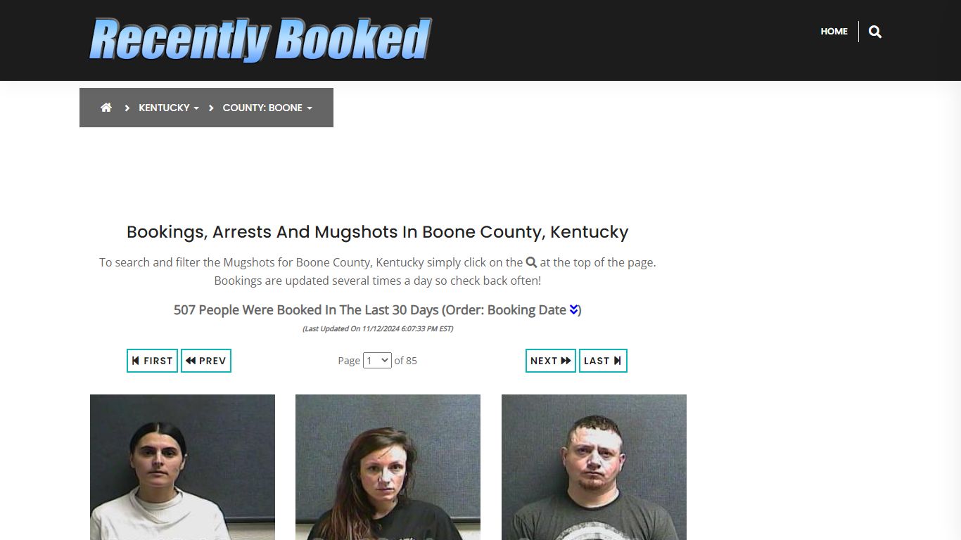 Bookings, Arrests and Mugshots in Boone County, Kentucky - Recently Booked