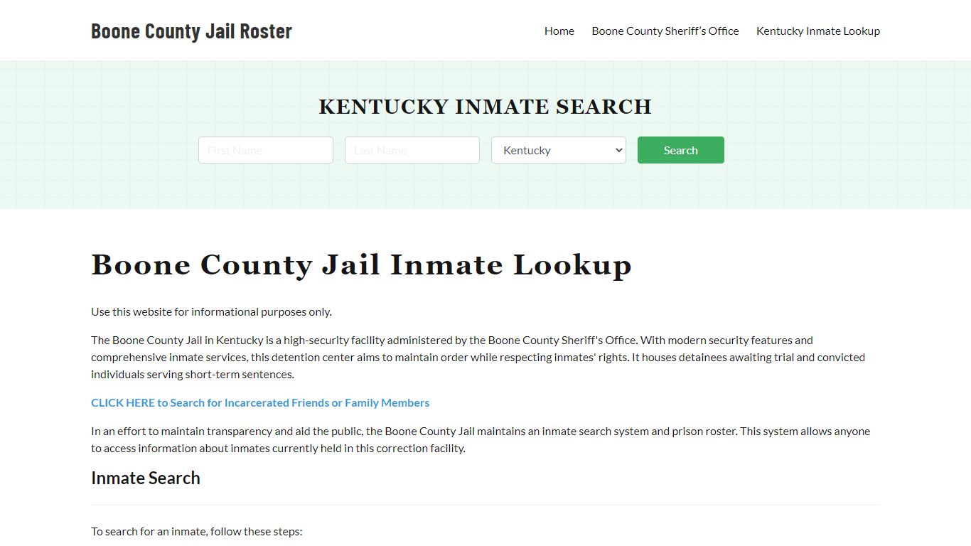 Boone County Jail Roster Lookup, KY, Inmate Search